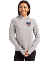 FC Dallas Cutter & Buck Adapt Knit Recycled Womens Heathered Hooded Pullover Polished Heather Front Thumbnail Image