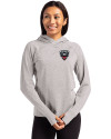 D.C. United Cutter & Buck Adapt Knit Recycled Womens Heathered Hooded Pullover Polished Heather Front Thumbnail Image