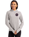 Inter Miami CF Cutter & Buck Adapt Knit Recycled Womens Heathered Hooded Pullover Polished Heather Front Thumbnail Image