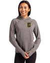 View image 1: LAFC Cutter & Buck Adapt Recycled Soft Knit Stretch Womens Hooded Pullover Black Heather Front