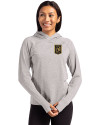 View image 4: LAFC Cutter & Buck Adapt Recycled Soft Knit Stretch Womens Hooded Pullover Polished Heather Front