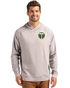 View image 7: Portland Timbers Cutter & Buck Adapt Recycled Soft Knit Stretch Mens Heathered Hooded Pullover Polished Heather Front