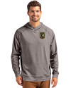 View image 1: LAFC Cutter & Buck Adapt Recycled Soft Knit Stretch Mens Heathered Hooded Pullover Black Heather Front