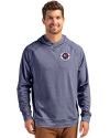 View image 1: New England Revolution Cutter & Buck Adapt Recycled Soft Knit Stretch Mens Heathered Hooded Pullover Navy Blue Heather Front