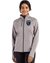 San Jose Earthquakes Cutter & Buck Peshastin Fleece Recycled Womens Full Zip Jacket Elemental Grey Heather Front Thumbnail Image