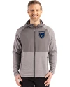 San Jose Earthquakes Cutter & Buck Peshastin Fleece Recycled Mens Hybrid Jacket Elemental Grey Heather Front Thumbnail Image