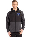 CF Montréal Cutter & Buck Peshastin Fleece Recycled Mens Hybrid Jacket Black Heather Front Thumbnail Image