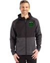 View image 1: Austin FC - Cutter & Buck Peshastin Recycled Grid Fleece Mens Hybrid Hooded Full Zip Jacket Black Heather Front