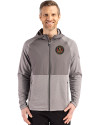View image 4: Atlanta United FC - Cutter & Buck Peshastin Recycled Grid Fleece Mens Hybrid Hooded Full Zip Jacket Elemental Grey Heather Front