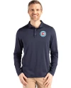 Chicago Fire FC Cutter & Buck Coastline Epic Comfort Recycled Mens Long Sleeve Polo Navy Blue Front Thumbnail Image