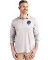 Sporting Kansas City Cutter & Buck Coastline Epic Comfort Recycled Mens Long Sleeve Polo CONCRETE Front Thumbnail Image
