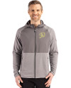 Los Angeles Dodgers City Connect- Cutter & Buck Peshastin Fleece Recycled Mens Hybrid Jacket Elemental Grey Heather Front Thumbnail Image