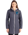 Minnesota Twins City Connect Cutter & Buck Rainier PrimaLoft®  Womens Eco Insulated Hooded Long Coat Anthracite Melange Front Thumbnail Image