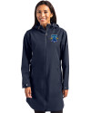 Philadelphia Phillies City Connect Cutter & Buck Camano Everyday Stretch Recycled Womens Water Resistant Jacket Navy Blue Front Thumbnail Image