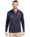 Cleveland Guardians City Connect Cutter & Buck Traverse Stretch Eco Stripe Quarter Zip Mens Big and Tall Pullover Liberty Navy Front Thumbnail Image