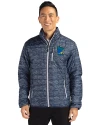 Minnesota Twins City Connect Cutter & Buck Rainier PrimaLoft® Mens Eco Insulated Full Zip Printed Puffer Jacket Dark Navy Front Thumbnail Image