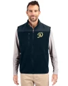 View image 1: Los Angeles Dodgers City Connect- Cutter & Buck Cascade Epic Comfort Recycled Sherpa Fleece Mens Big & Tall Full Zip Vest Navy Blue Front