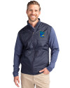 Minnesota Twins City Connect Cutter & Buck Stealth Hybrid Quilted Mens Big and Tall Full Zip Windbreaker Jacket Liberty Navy Front Thumbnail Image