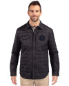 NY Mets City Connect Cutter & Buck Rainier PrimaLoft® Mens Eco Insulated Quilted Shirt Jacket Black Front Thumbnail Image