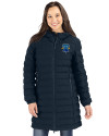Philadelphia Phillies City Connect Cutter & Buck Mission Ridge Repreve Eco Insulated Womens Long Puffer Jacket Navy Blue Front Thumbnail Image