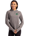 Tampa Bay Rays City Connect Cutter & Buck Adapt Knit Recycled Womens Heathered Hooded Pullover Black Heather Front Thumbnail Image