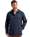 Minnesota Twins City Connect Cutter & Buck Camano Everyday Stretch Recycled Mens Water Resistant Jacket Navy Blue Front Thumbnail Image