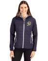 Los Angeles Dodgers City Connect- Cutter & Buck Rainier Primaloft Womens Eco Full Zip Hybrid Jacket Dark Navy Front Thumbnail Image