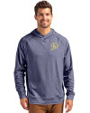 Los Angeles Dodgers City Connect- Cutter & Buck Adapt Knit Recycled Mens Heathered Hooded Pullover Navy Blue Heather Front Thumbnail Image