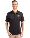 San Francisco 49ers Cutter & Buck Prospect Eco Textured Stretch Recycled Mens Big & Tall Polo Black Front Thumbnail Image