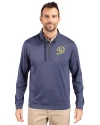 Los Angeles Dodgers City Connect- Cutter & Buck Stealth Heathered Quarter Zip Mens Pullover Liberty Navy Front Thumbnail Image