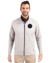 NY Mets City Connect Cutter & Buck Adapt Eco Knit Hybrid Recycled Mens Full Zip Jacket Polished Medium Gray Front Thumbnail Image