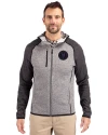 NY Mets City Connect Cutter & Buck Mainsail Full Zip Hooded Mens Jacket Polished Heather/Charcoal Heather Front Thumbnail Image