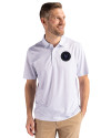 NY Mets City Connect Cutter & Buck Pike Eco Pebble Print Stretch Recycled Mens Polo White Front Thumbnail Image