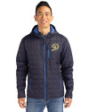 Los Angeles Dodgers City Connect- Cutter & Buck Rainier Primaloft Eco Mens Full Zip Hooded Jacket Dark Navy Front Thumbnail Image