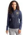 Los Angeles Dodgers City Connect- Cutter & Buck Stealth Hybrid Quilted Womens Full Zip Windbreaker Jacket Liberty Navy Front Thumbnail Image
