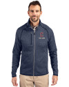 Cleveland Guardians City Connect Cutter & Buck Mainsail Sweater-Knit Mens Full Zip Jacket Liberty Navy Heather Front Thumbnail Image