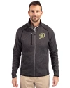Los Angeles Dodgers City Connect- Cutter & Buck Mainsail Sweater-Knit Mens Full Zip Jacket Charcoal Heather Front Thumbnail Image
