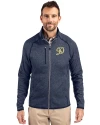 Los Angeles Dodgers City Connect- Cutter & Buck Mainsail Sweater-Knit Mens Full Zip Jacket Liberty Navy Heather Front Thumbnail Image