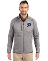 Los Angeles Dodgers City Connect- Cutter & Buck Mainsail Sweater-Knit Mens Full Zip Jacket Polished Heather Front Thumbnail Image