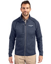 Detroit Tigers City Connect Cutter & Buck Mainsail Sweater-Knit Mens Full Zip Jacket Liberty Navy Heather Front Thumbnail Image