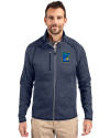 Minnesota Twins City Connect Cutter & Buck Mainsail Sweater-Knit Mens Full Zip Jacket Liberty Navy Heather Front Thumbnail Image