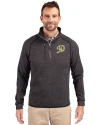 Los Angeles Dodgers City Connect- Cutter & Buck Mainsail Sweater-Knit Mens Half Zip Pullover Jacket Charcoal Heather Front Thumbnail Image