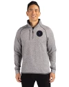 NY Mets City Connect Cutter & Buck Mainsail Sweater-Knit Mens Half Zip Pullover Jacket Polished Heather Front Thumbnail Image