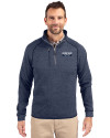 Detroit Tigers City Connect Cutter & Buck Mainsail Sweater-Knit Mens Big and Tall Half Zip Pullover Jacket Liberty Navy Heather Front Thumbnail Image