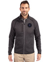 NY Mets City Connect Cutter & Buck Mainsail Sweater-Knit Mens Big and Tall Full Zip Jacket Charcoal Heather Front Thumbnail Image