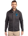 Minnesota Twins City Connect Cutter & Buck Mainsail Sweater-Knit Mens Big and Tall Full Zip Jacket Charcoal Heather Front Thumbnail Image
