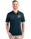 Los Angeles Dodgers City Connect- Cutter & Buck Prospect Eco Textured Stretch Recycled Mens Short Sleeve Polo Navy Blue Front Thumbnail Image
