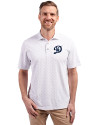 Los Angeles Dodgers City Connect- Cutter & Buck Virtue Eco Pique Tile Print Recycled Mens Polo White Front Thumbnail Image
