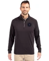 NY Mets City Connect Cutter & Buck Adapt Eco Knit Stretch Recycled Mens Big and Tall Quarter Zip Pullover Black Front Thumbnail Image