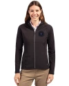 NY Mets City Connect Cutter & Buck Adapt Eco Knit Hybrid Recycled Womens Full Zip Jacket Black Front Thumbnail Image